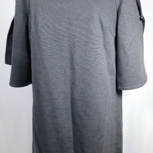 TRINA TURK Charcoal Gray Ponte Knit Cold Shoulder